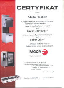 Certyfikat FAGOR dla MR Serwis Bydgoszcz